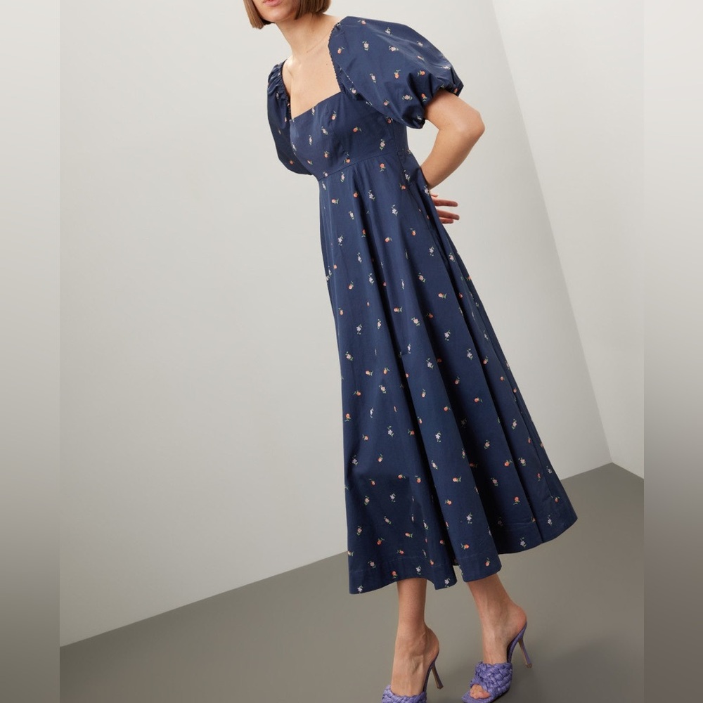 Hill House Navy Blue Floral Midi Matilda Dress - Picture 4 of 15